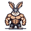 AI Pixel Art: Muscular Rabbit Warrior: Stoic, Ready, Cosmic Strength