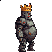 Regal figure in ornate pixelated armor and golden circlet mid-leap.