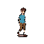 Young Man's Casual Stroll: Teal Background Sprite