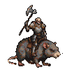 Skeletal knight with axe on a large rat.