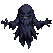 A spectral entity with tattered, dark form lunges forward with claw-like hands, a sinister grin and glowing eyes visible within its shadowy cowl.