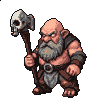 A grizzled dwarf in armor wields a skull-topped staff, channeling dark magic with a furrowed brow, a shadowy surge of power emanating from him.