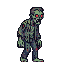 A shambling zombie with tattered clothing, decaying flesh, vacant red eyes, and an open maw.