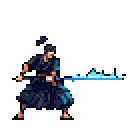 Warrior with a glowing polearm, posed dynamically.