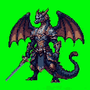 Warrior Dragon with Sword, Dark Fantasy Sprite