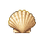 Ivory seashell with radiating ridges on a transparent background.