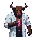 Minotaur Scientist: Pink Potion of Dark Curiosity