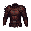 Demon-skin leather armor with crimson accents, featuring spiked pauldrons, segmented bracers, and a reinforced chest piece.