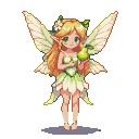 Pixel Art: Fairy holding pear