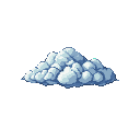 A dense, billowy cloud composed of soft blues and stark whites with a pixelated texture.