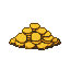 A pile of golden coins in pixel art style.