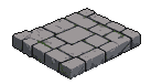 Isometric weathered stone platform with mossy grey cobblestones.