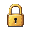 A gleaming golden padlock with a curved shackle and a visible keyhole, set against a black background.