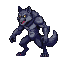 Menacing werewolf with glowing yellow eyes, hunched in a ready stance.