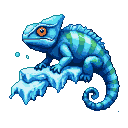 Pixel Art: ice chameleon game monster