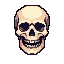 A grinning skull with shadowed eye sockets, rendered in muted earthy tones.