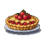 Strawberry pie with a golden-brown lattice crust and vibrant red strawberry filling on a plate.