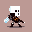 Stoic warrior in dark armor and a white skull helmet, holding a glowing icy blue sword defensively.