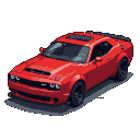 Red Dodge Challenger SRT Demon 170 in isometric view.