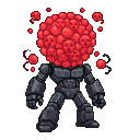 A hulking, armored figure with a head composed of many small, crimson orbs, each subtly showing a skull. Dark, ethereal energy with red orbs emanates from the head.