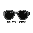 Dark-tinted sunglasses with a graphite frame and a pixelated "VOYAGE G8" inscription in light gray on a black background.