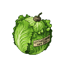 A round head of green lettuce with a brown bomb fuse on top and a tag reading "LETTUCE BOMB - GAME ITEM" on its side.