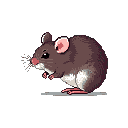 Small brown mouse with white belly and pink ears and paws, whiskers extended, sniffing the air.