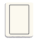 Stylized off-white playing card with a thin dark border, casting a subtle grey shadow.