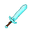 A cyan ice sword with a brown hilt and an icy pommel.