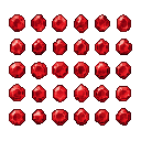 Vibrant red faceted gemstones on a black background.