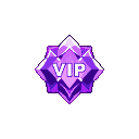 Eight-pointed star crystal gem with "VIP" in white letters at its core, featuring a purple gradient.