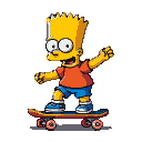 Bart Simpson skateboarding with his arms outstretched.