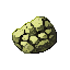Rough, irregularly shaped chunks of sulfur ore, textured with a granular appearance, in muted yellow-green hues with darker mossy green shadows.