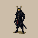 Pixel Art: A samurai with Black armor