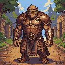 Pixel Art: Create an Ogre warrior from the midsection upwards, in the s...