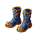 Deep blue mage boots with intricate golden filigree and sapphire gems.