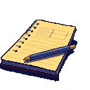 Open spiral-bound notebook with faint lines and sketched boxes, a dark blue pen resting diagonally across the pages.