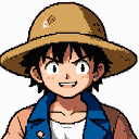 Young man with a wide grin, wearing a straw hat and blue vest over a white shirt, ready for adventure.