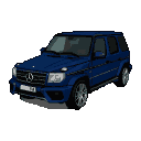 Dark blue Mercedes-AMG S63 SUV in three-quarter view against a black background, rendered with a pixelated style.