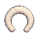 Plush, cream-colored headband with visible pixels, on a transparent background.