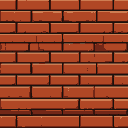 Weathered reddish-brown brick wall texture with dark grout lines.