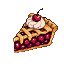 Slice of cherry pie with whipped cream and a cherry on top, featuring a golden-brown lattice crust and glistening red cherries.