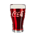 A tall glass of Coca-Cola with a frothy white head, the iconic white logo visible on the ruby-red liquid.