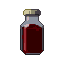 A small glass vial with a metallic cap, filled with a deep crimson liquid, against a black background.