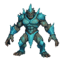 A muscular, greyish-green water elemental monster with shimmering blue aquatic plating, jagged spikes on its shoulders and forearms, and a sharp crest on its head. It has glowing eyes and a menacing profile.