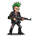 Pixel Art: punk with rifle