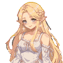 Pixel Art: very long flowing blonde hair, soft and silky, sparkling sta...