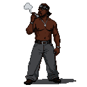 Urban Rebel: Smoking Man with Bandana & Sunglasses