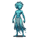 Humanoid water elemental with swirling water mane and tattered cloth dissolving into droplets.