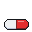Elongated capsule, half white and half red, on a black background.